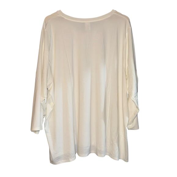 New Wynne Layers 3/4 Sleeve V Neck Top White Womens 3X Lightweight Flowy Relaxed - Picture 5 of 10